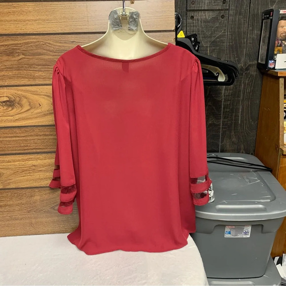 Emery Rose XXL burgundy bell sleeve top oversized with no stretch - Picture 4 of 10